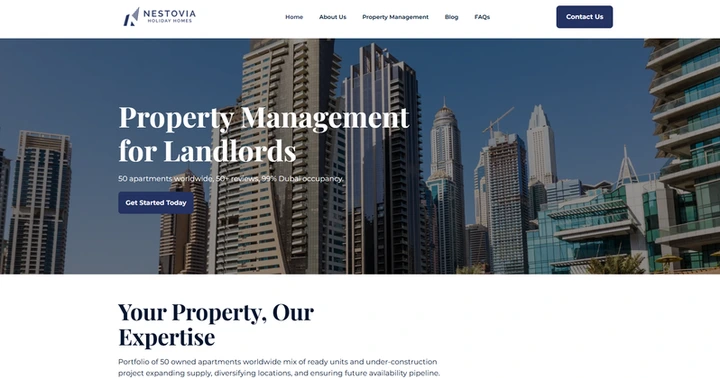 Durrani Holiday Homes website screenshot from the supplied portfolio